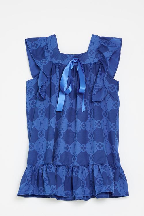 Frilled sleeve dress - blue