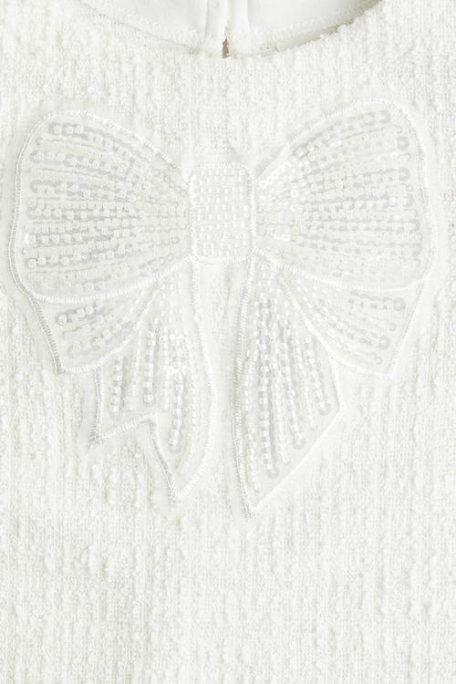 Bouclé-weave dress - white