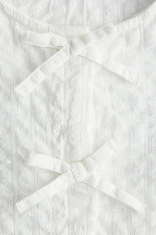 Cotton seersucker peplum blouse - white
