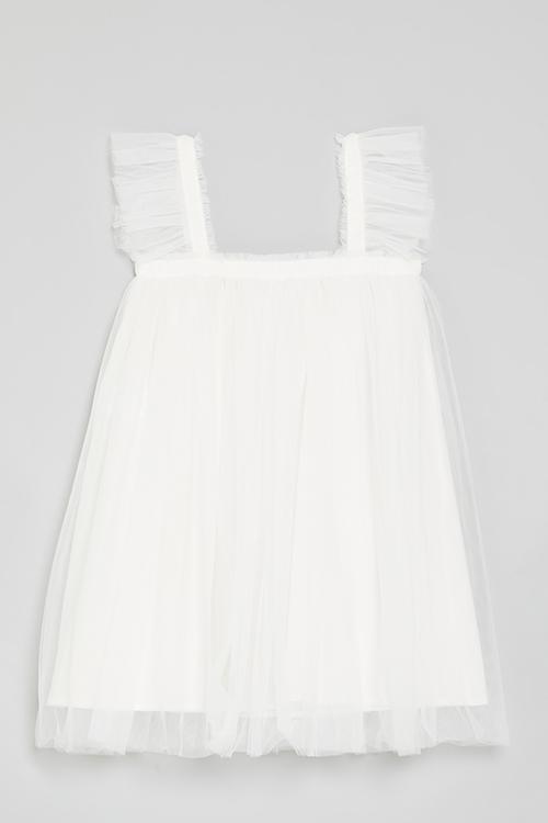 Sleeveless tulle dress - white