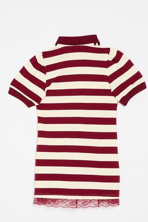 Striped golfer dress-maroon & white