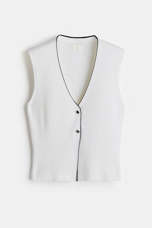 Rib-knit waistcoat - white