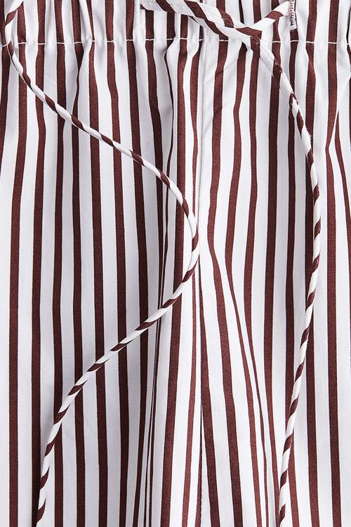 Cotton drawstring shorts - white/dark brown striped