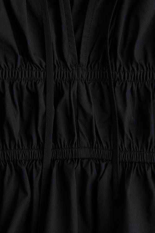 Puff-sleeved poplin blouse - black