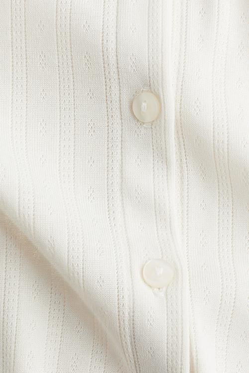 Pointelle jersey cardigan - white