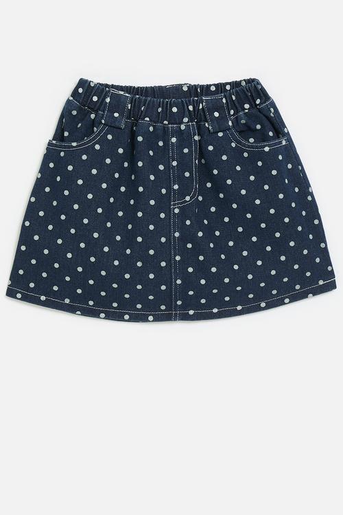 Polka dot denim skirt - blue & white
