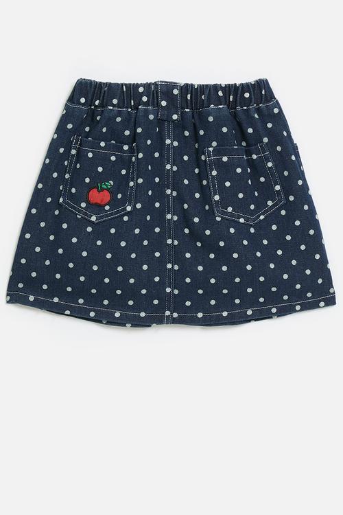 Polka dot denim skirt - blue & white