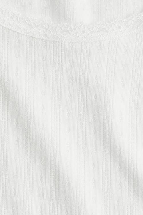 Lace-trimmed pointelle t-shirt - white