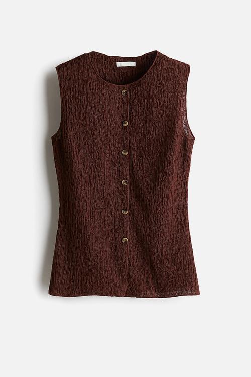 Textured jersey waistcoat - dark brown
