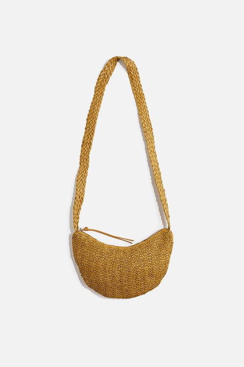 Straw crossbody bag - khaki green