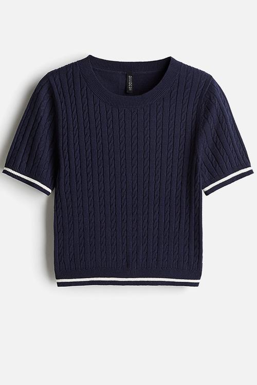 Cable-knit top - blue