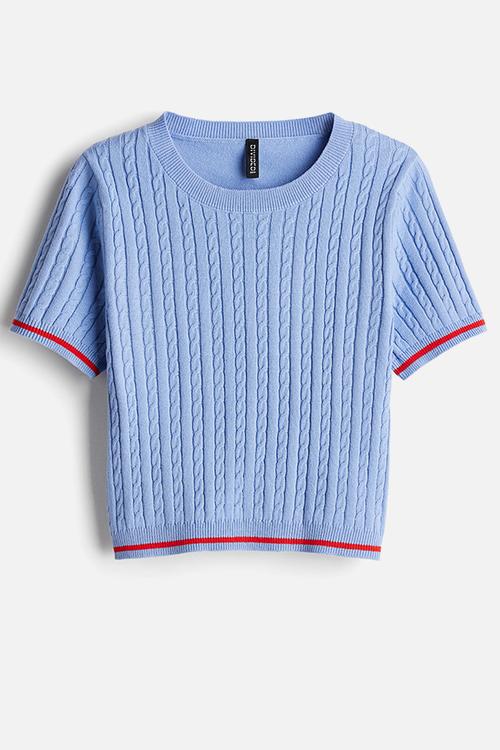 Cable-knit top - blue