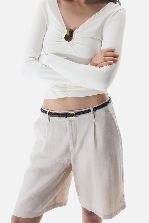Gathered cut-out top - cream