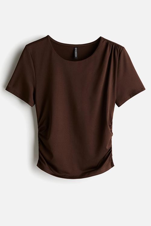 Draped t-shirt - dark brown 