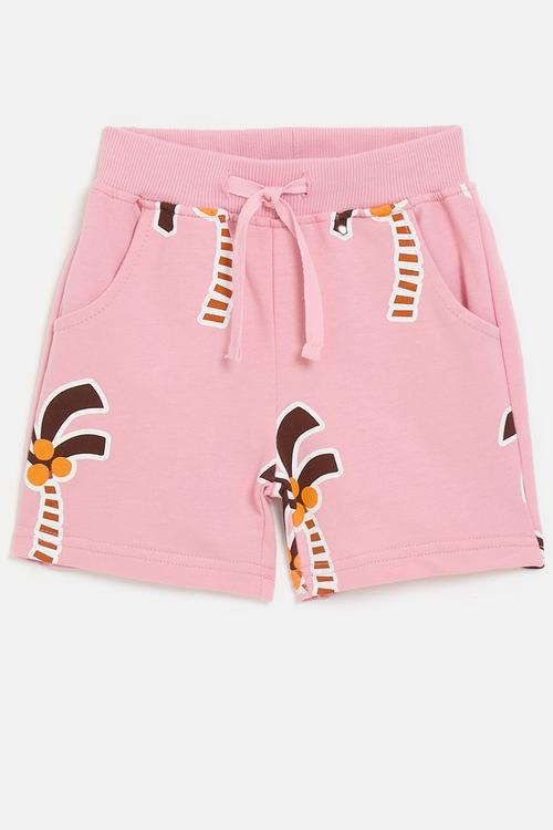 Palm tree printed shorts - pink