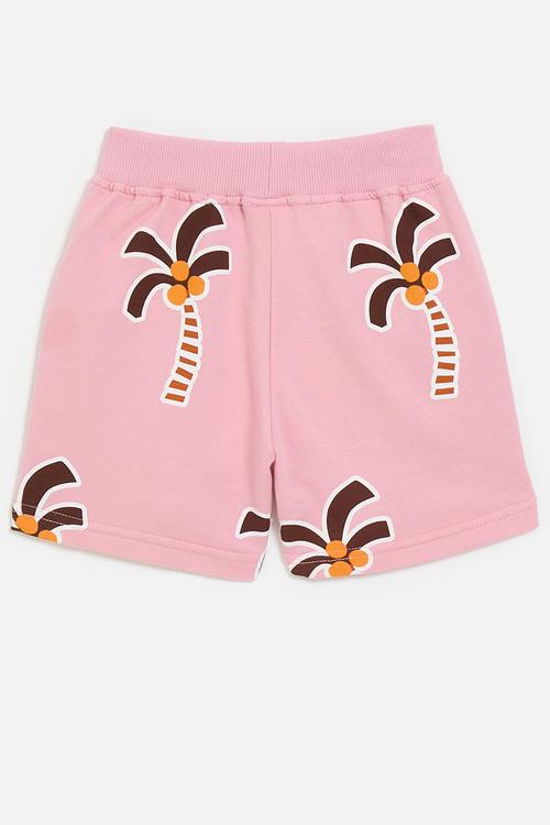 Palm tree printed shorts - pink