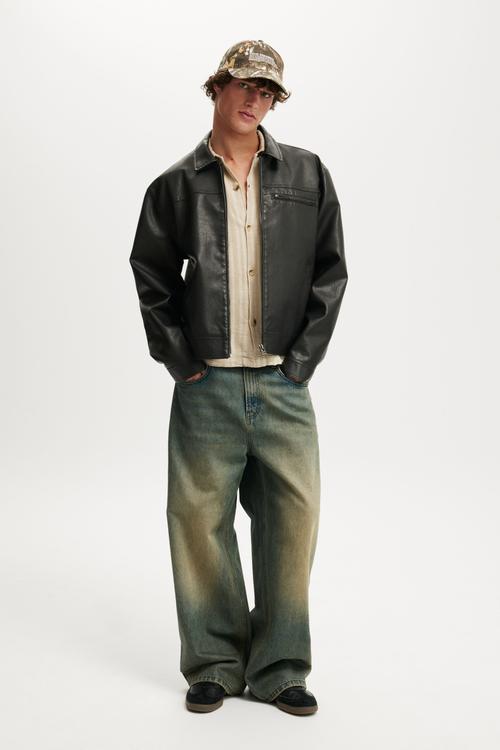 Washed box fit short sleeve shirt - ecru