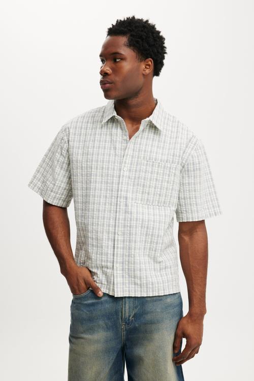 Darcy Short Sleeve Shirt - Off White Micro Check