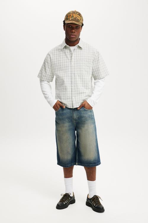 Darcy Short Sleeve Shirt - Off White Micro Check