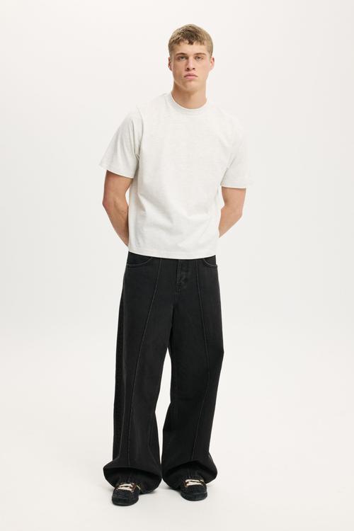 Cropped fit T-shirt - white marle
