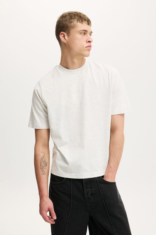 Cropped fit T-shirt - white marle
