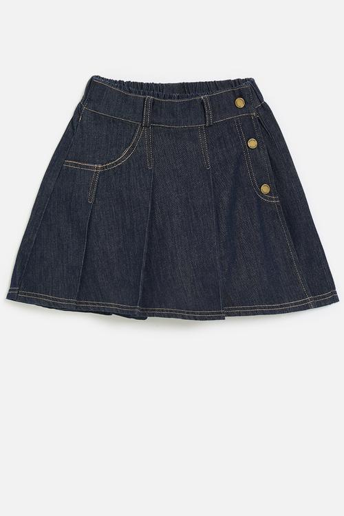 Denim skort - -indigo