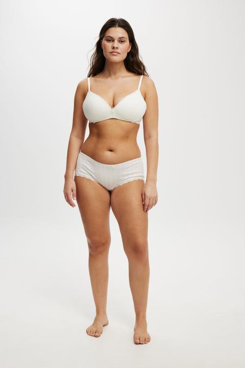 Organic Cotton Lace Boyshort Brief - Butterscotch Marle Pointelle