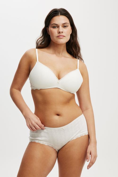 Organic Cotton Lace Boyshort Brief - Butterscotch Marle Pointelle