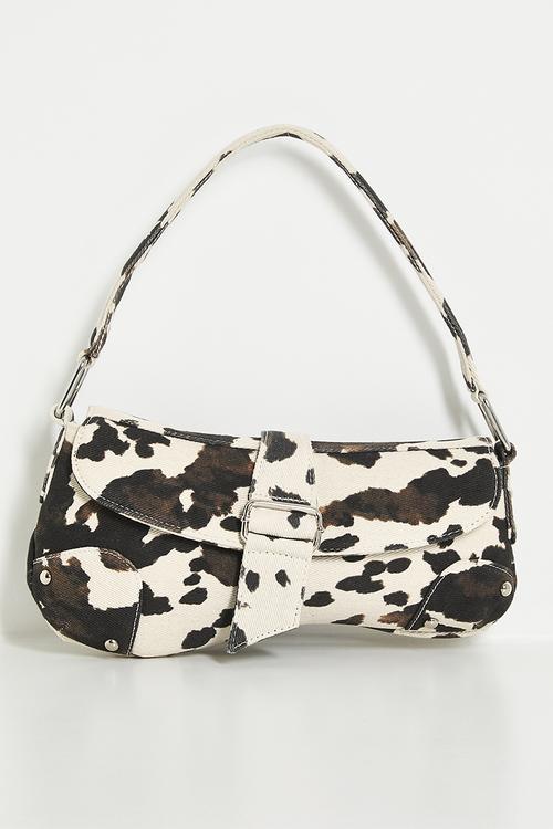 Saddle bag with adjustable shoulder strap - cow print