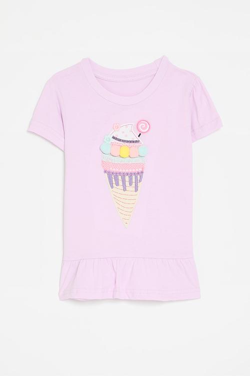 Textured embroidery tee - lilac/gelato