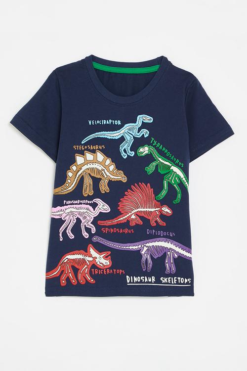 Graphic print tee - navy blue/dinosaur skeletons