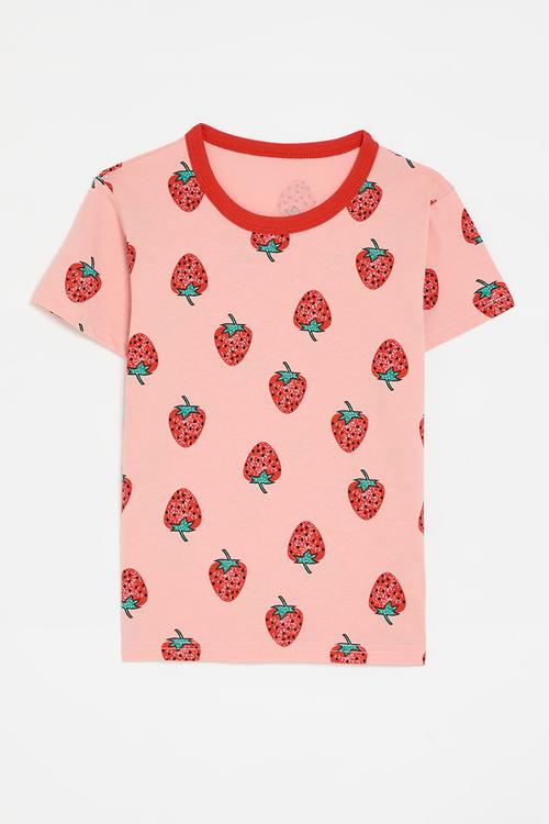 Strawberry printed tee - pink/red