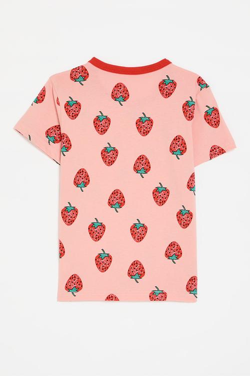 Strawberry printed tee - pink/red