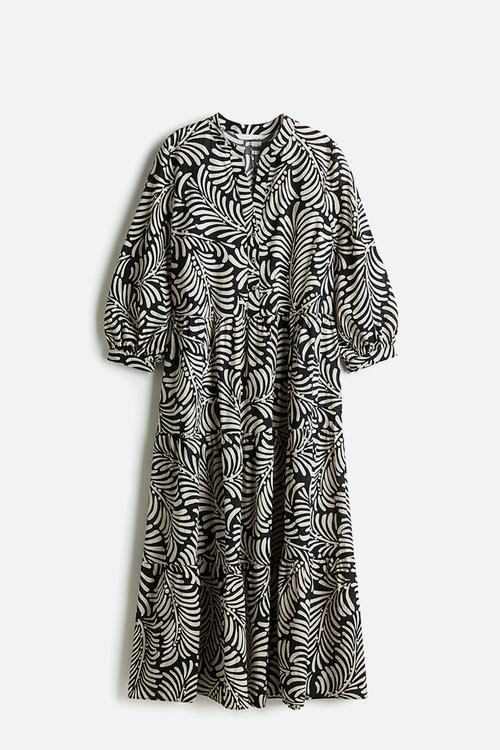Tiered midi dress - black/cream patterned