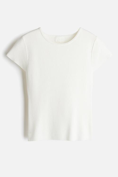 Fine-knit T-shirt - white