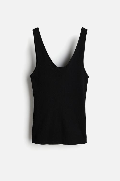 Knitted vest top - black