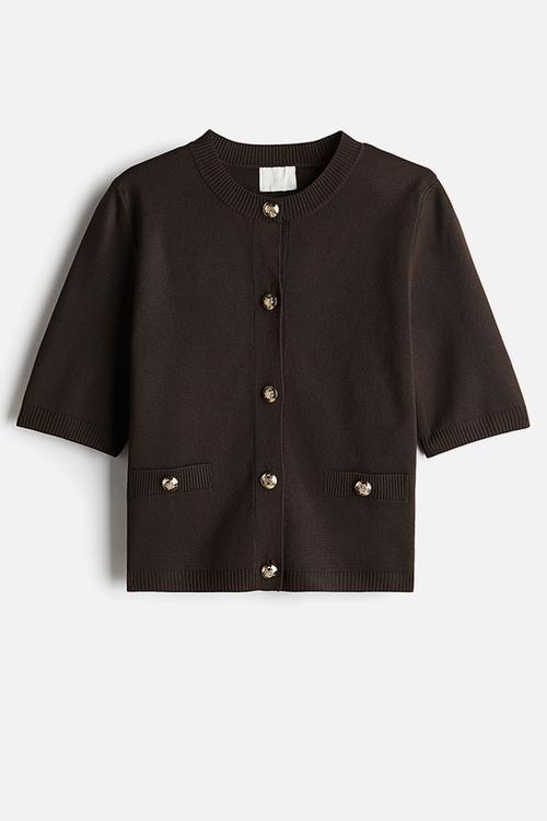 Fine-knit cardigan - dark brown