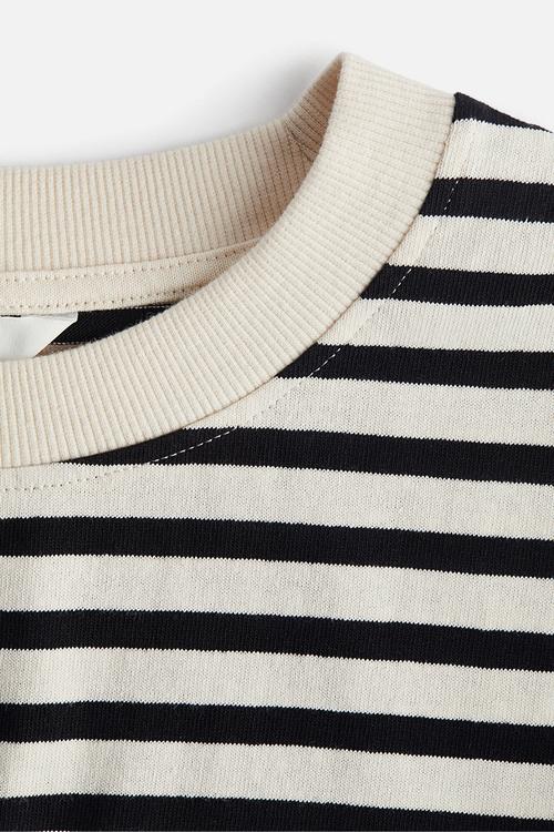 Cropped T-shirt - cream/striped
