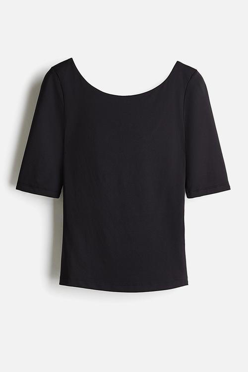 Ballerina-neckline top - black
