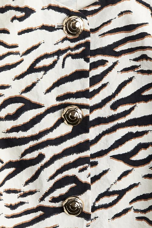 Puff-sleeved blouse - cream/zebra print