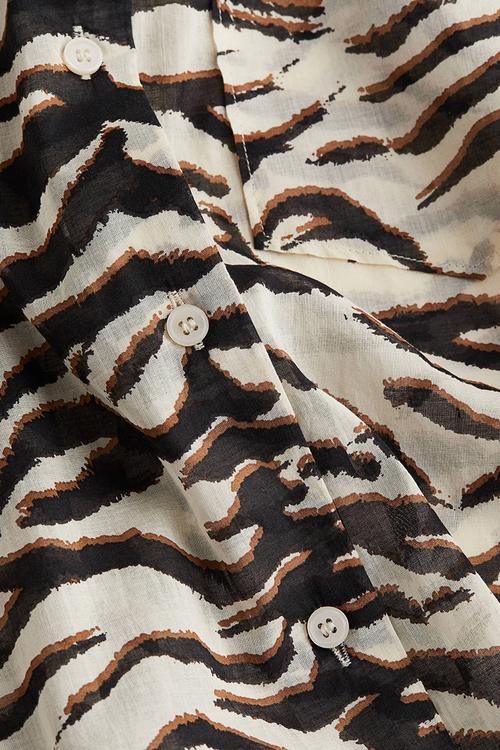 Cotton shirt - cream/zebra print