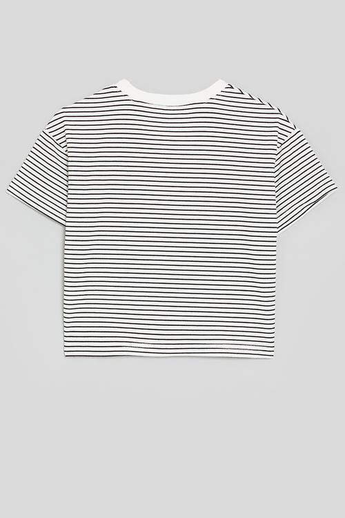 Chain stitch expression tee - white/black stripes