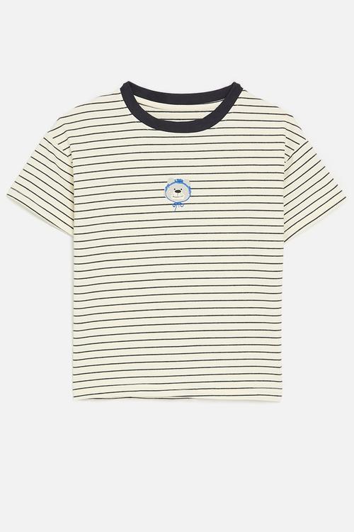 Striped tee - ecru & black
