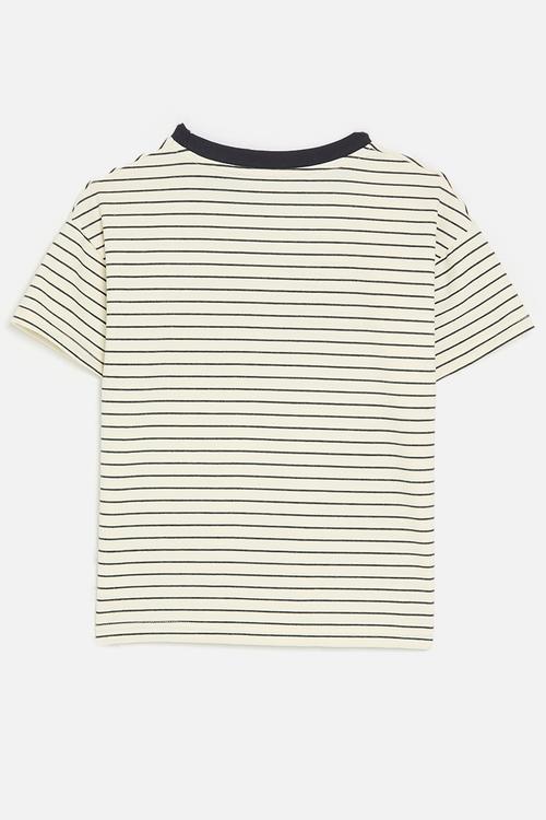 Striped tee - ecru & black