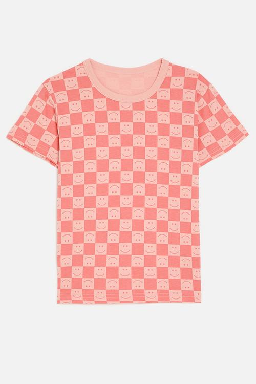 Checker board tee-pink