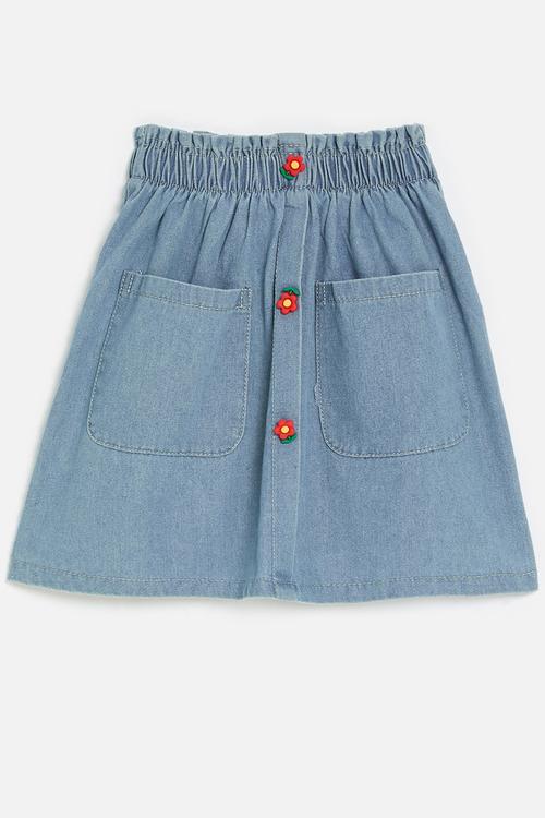 Paper bag waist skirt - blue