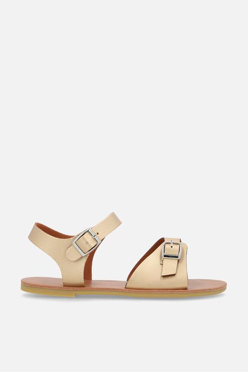 Twin buckle sandals - gold