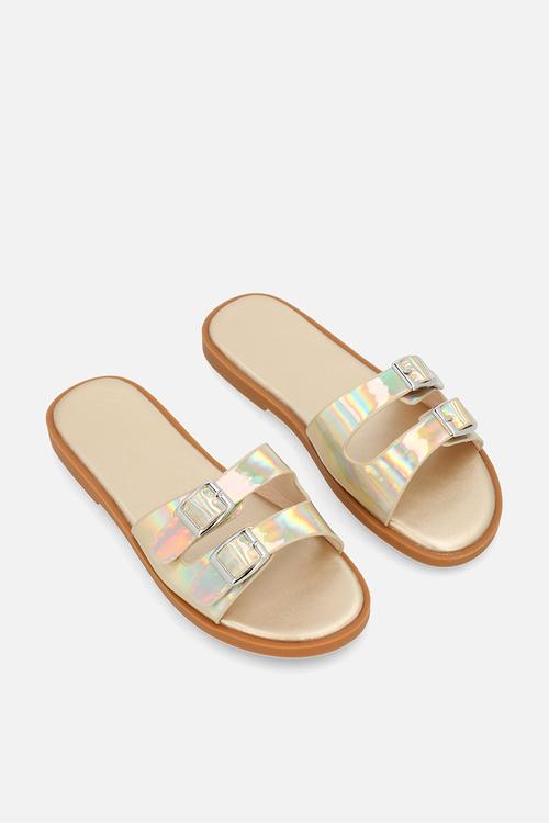 Twin strap sandals - gold