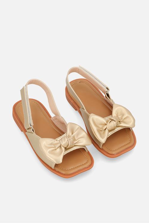 Bow décor sandals - gold