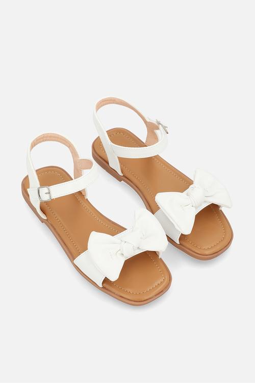 Bow décor sandals - white